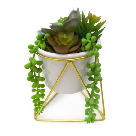 Other - Modern geometric plant stand faux succulents